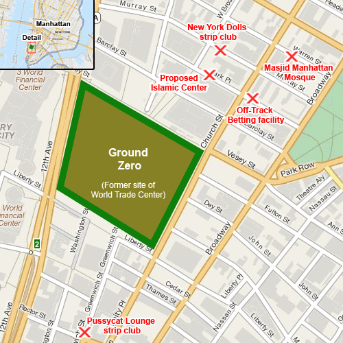 Map of Ground Zero and its surroundings